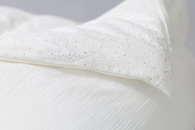 Set Copripiumino in mussola di cotone 140x200 - Bianco a Pois Dorati