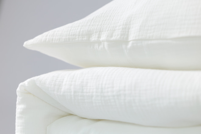 Housse de Couette et Oreiller 140x200 Mousseline de Coton - Off White