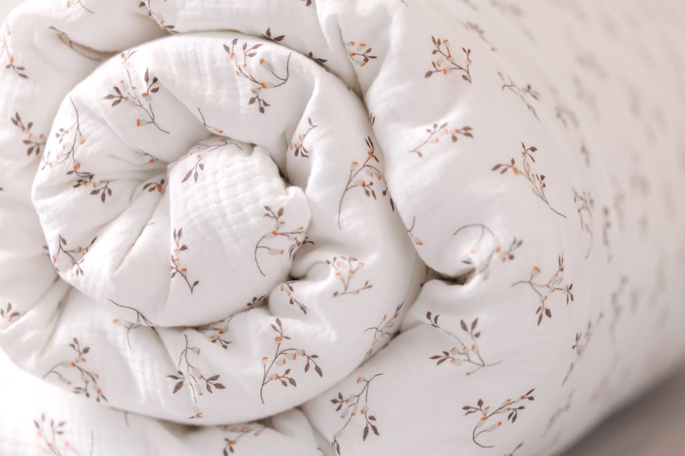 Housse de Couette et Oreiller 140x200 Mousseline de Coton - Fleur de Coton