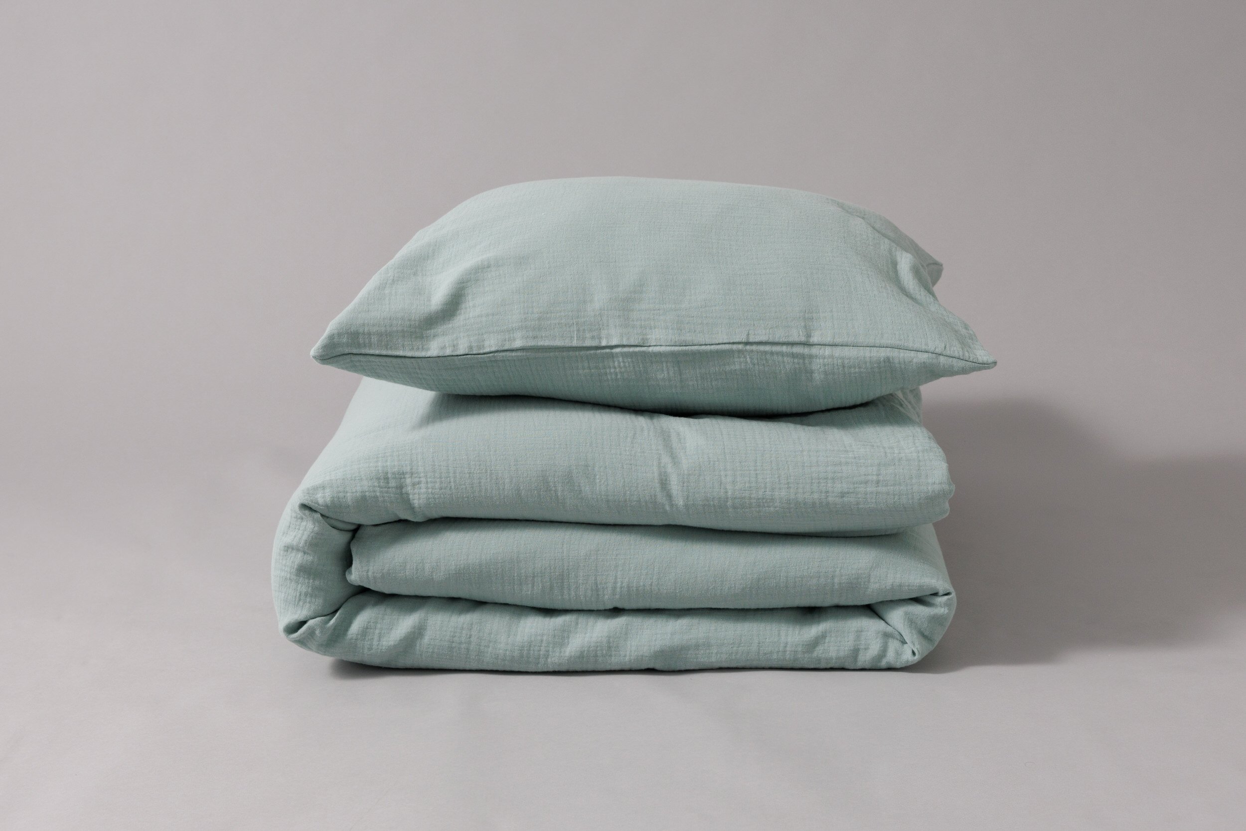 Cotton Muslin 140x200 Duvet Set - Eucalyptus