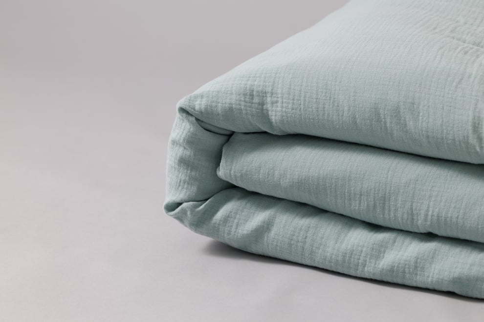 Cotton Muslin 140x200 Duvet Set - Eucalyptus