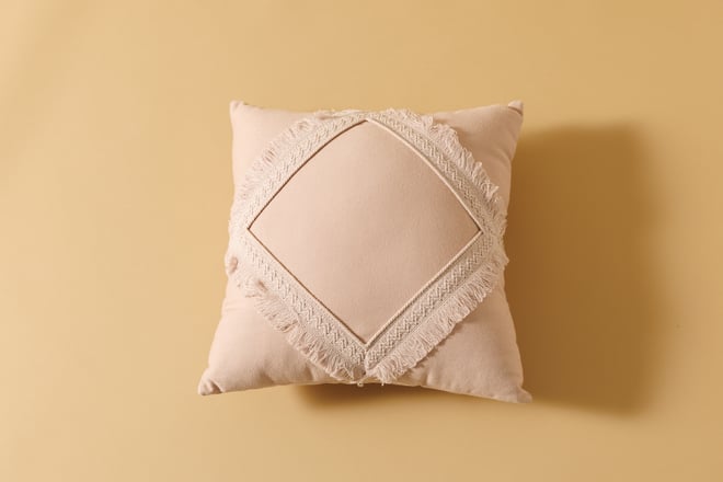 Coussin à Franges Boho Rose Poudré