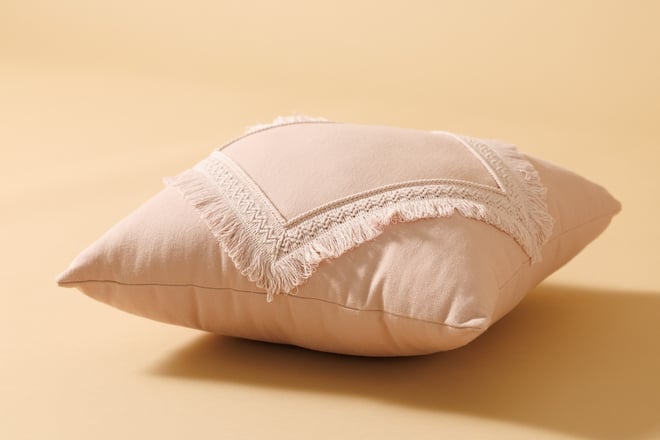 Coussin à Franges Boho Rose Poudré