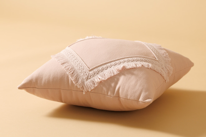 Polštář se třásněmi Boho Pudrová Růžová