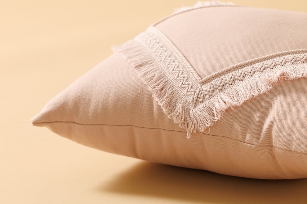 Coussin à Franges Boho Rose Poudré