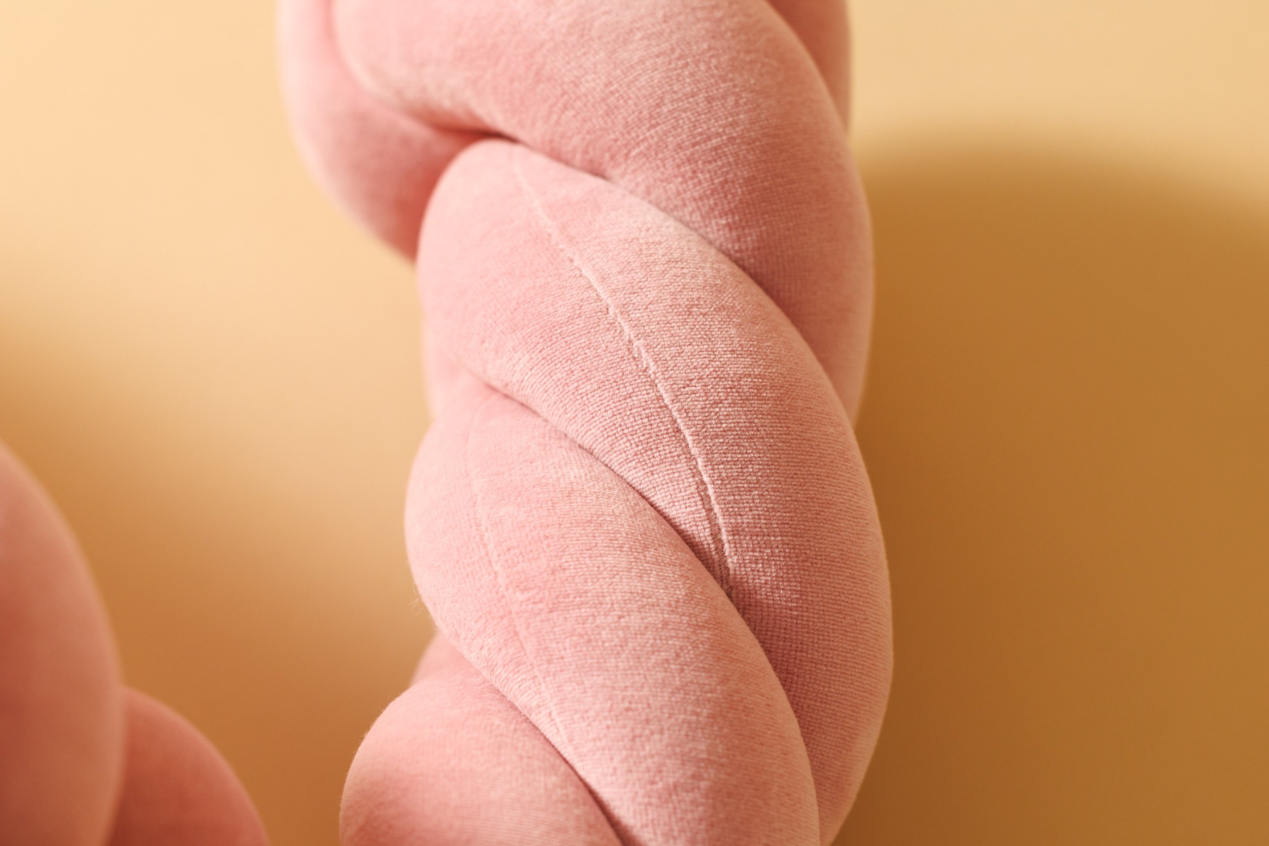 Powder Pink Fishtail Braided Bed Bumper