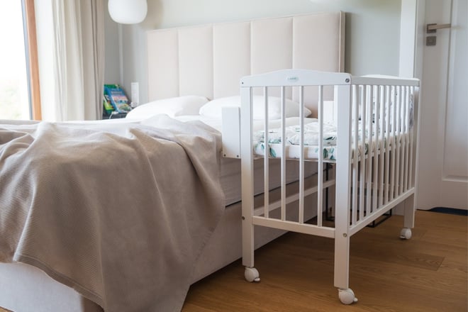 Culla a Fianco Letto (culla co-sleeping) Bianca con Materasso e Paracolpi