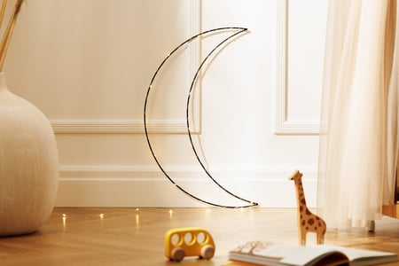 Black Metal Wire LED Light - Moon