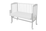 White Bedside Crib with Mattress