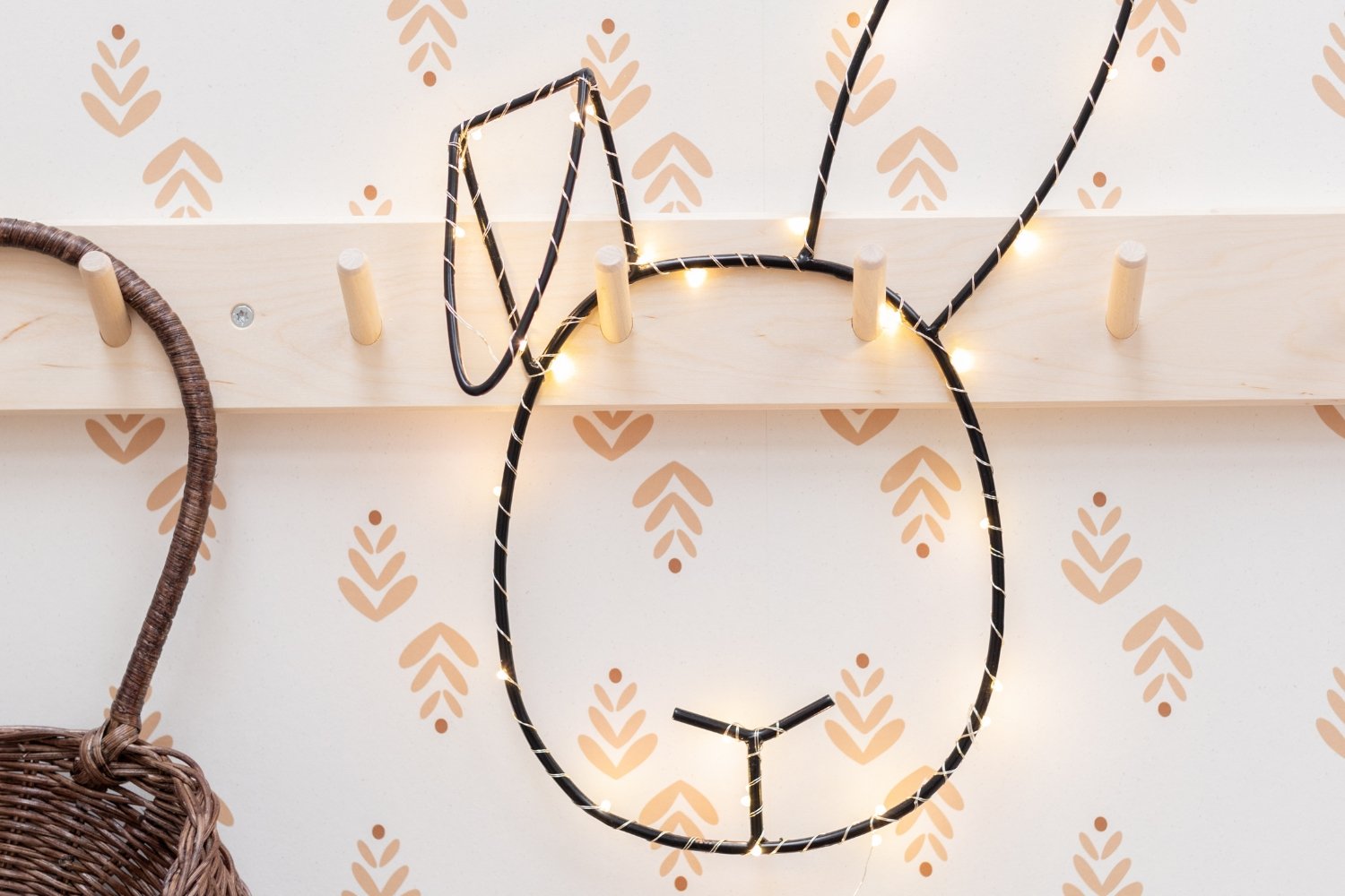 Black Metal Wire LED Light - Bunny