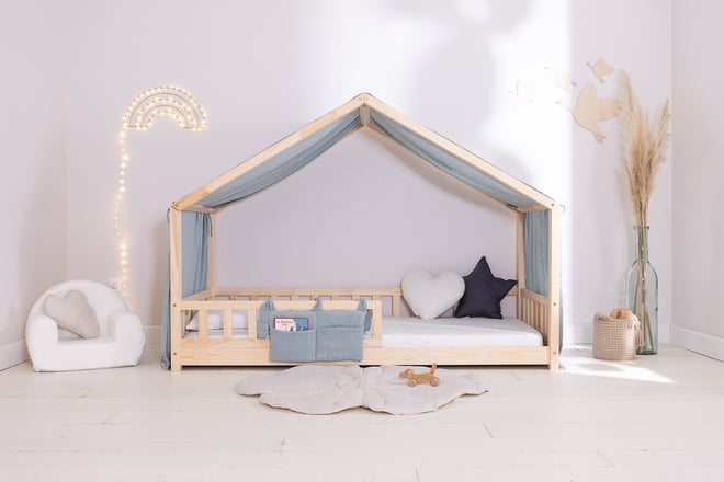 Hausbett-Himmel Weiß Goldpunkte - Modell K