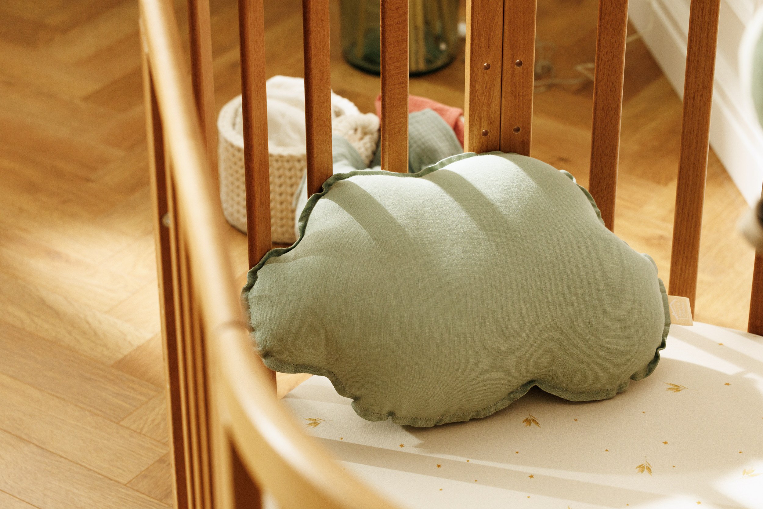 Sage Green Cloud Linen Cushion