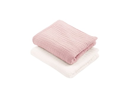 Lot de 2 Langes en Mousseline - Rose et Crème