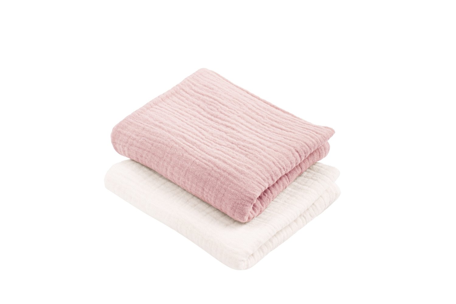 Set of 2 Muslin Cloths - Pink and Cream