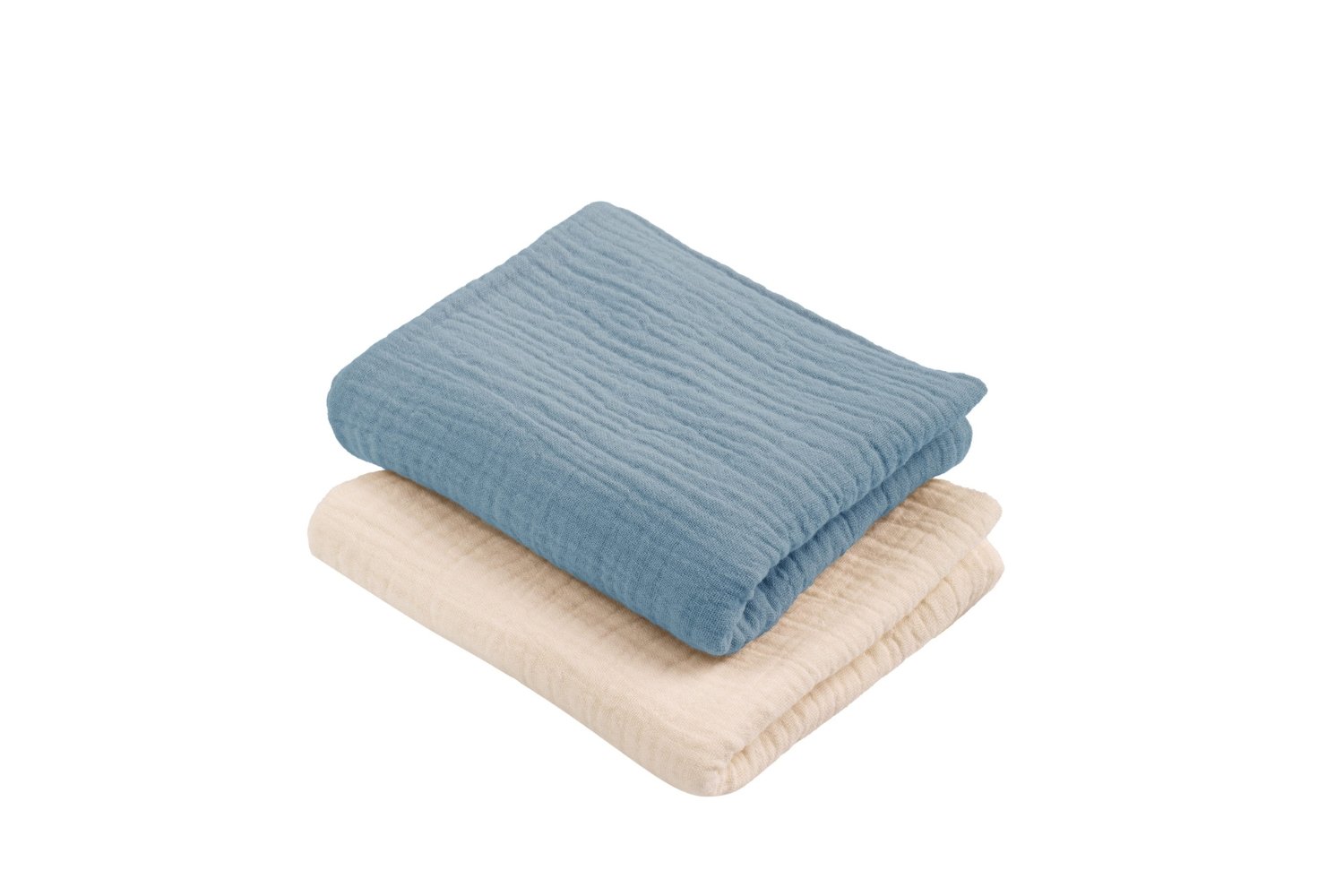 Set of 2 Muslin Cloths - Beige and Blue