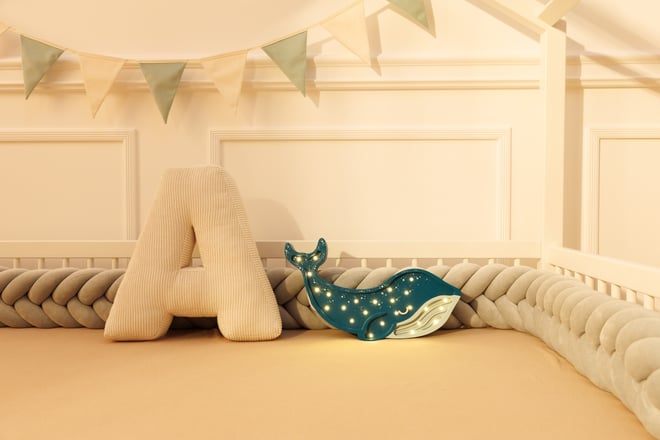 Coussin Lettre H - Velours Côtelé Écru