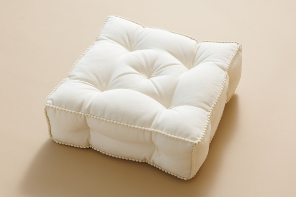 Vanilla Square Quilted Pouffe