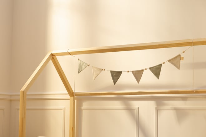 Corduroy Triangles Garland Cream and Water Green