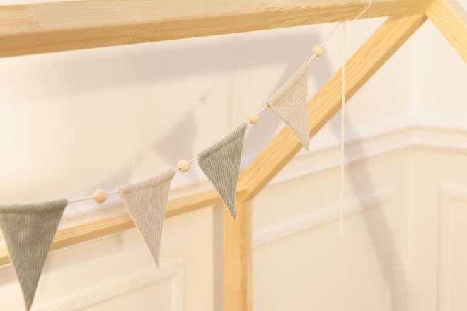 Corduroy Triangles Garland Cream and Water Green