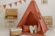 Tipi en Mousseline à Rayures Beige