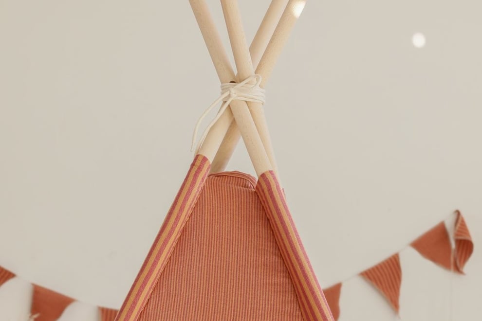 Tipi en Mousseline à Rayures Beige