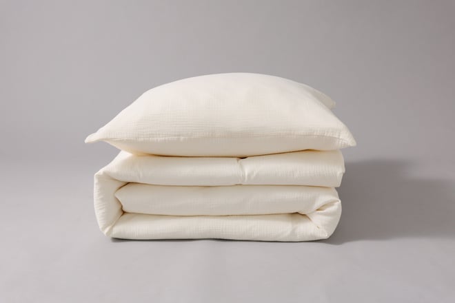 Cotton Muslin 140x200 Duvet Set - Vanilla