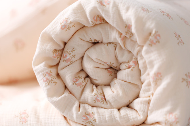 Housse de Couette et Oreiller 120x170 Mousseline de Coton - Fleurs Vintage