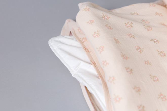 Housse de Couette et Oreiller 120x170 Mousseline de Coton - Fleurs Vintage
