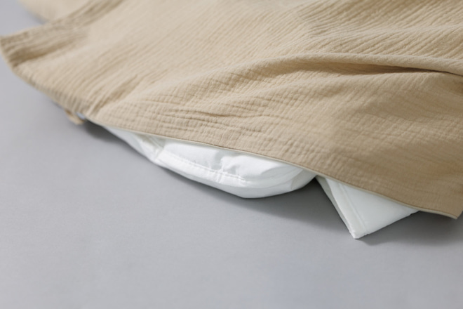 Housse de Couette et Oreiller 120x170 Mousseline de Coton - Sable