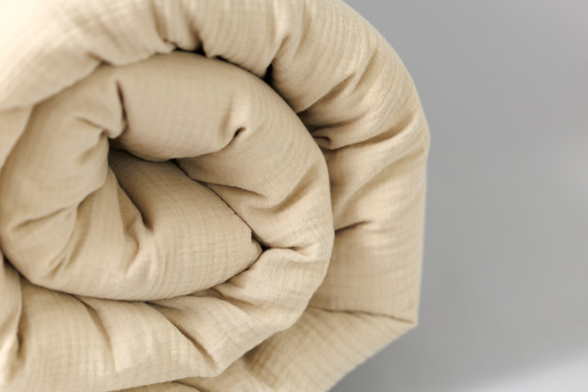 Housse de Couette et Oreiller 120x170 Mousseline de Coton - Sable