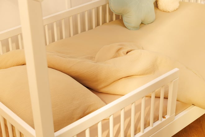 Housse de Couette et Oreiller 140x200 Mousseline de Coton - Sable