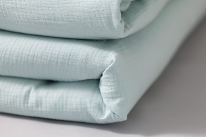 Housse de Couette et Oreiller 120x170 Mousseline de Coton - Menthe