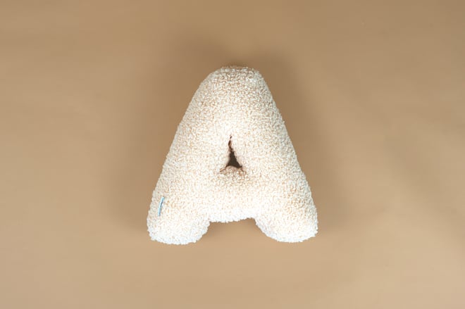 Coussin Lettre A - Vanilla Bouclé