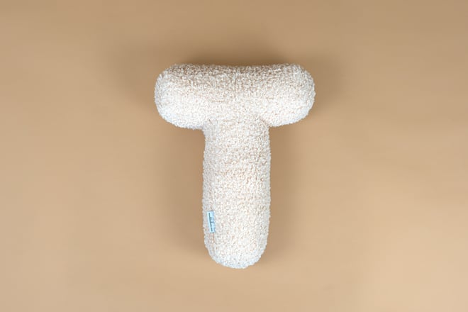 Coussin Lettre T - Vanilla Bouclé