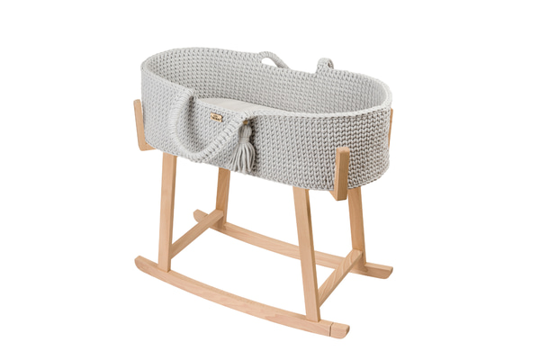 Couffin en Crochet Avec Support - Gris