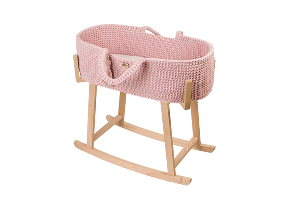 Moseskorb mit Schaukelständer - Rosa