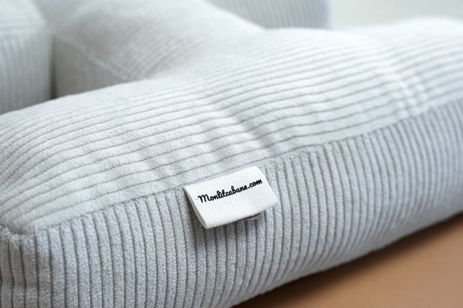 Coussin Lettre H - Velours Côtelé Écru