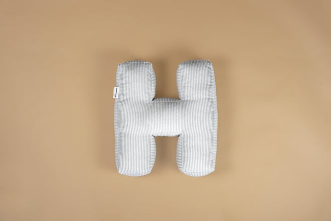 Coussin Lettre H - Velours Côtelé Écru