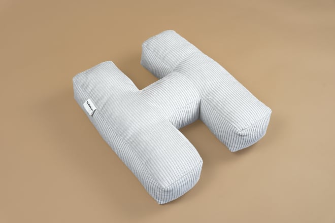 Coussin Lettre H - Velours Côtelé Écru