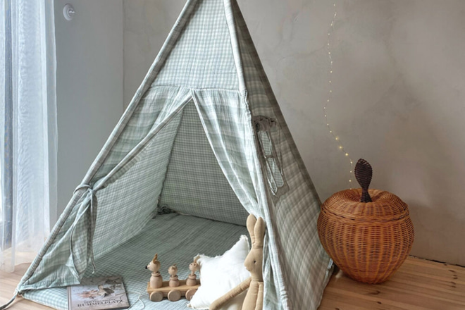 Tipi de Muselina a Cuadros - Menta