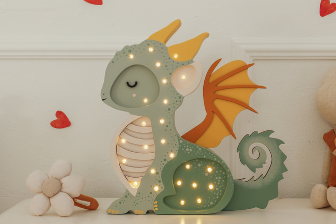 Lampa Little Lights Baby Drak Zelený LED