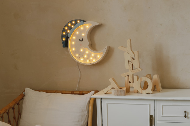 Lampa Little Lights Měsíc Noční Modrá LED