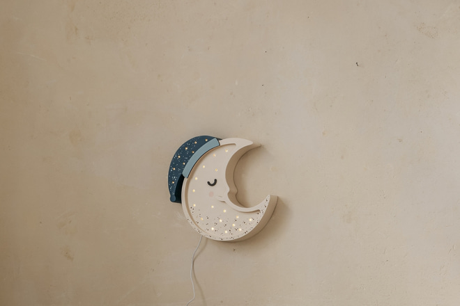 Lampa Little Lights Měsíc Noční Modrá LED