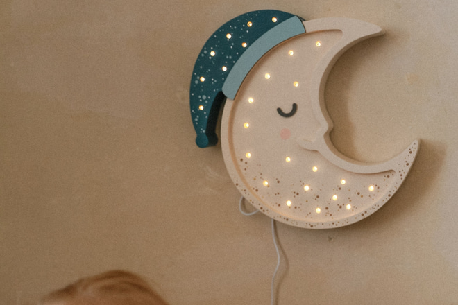 Lampa Little Lights Měsíc Noční Modrá LED