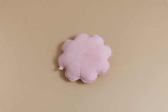 Cuscino Fiore in Velluto a Coste Rosa