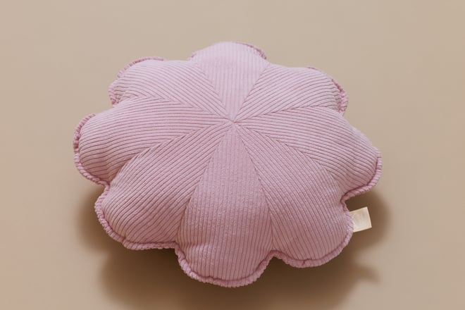 Cuscino Fiore in Velluto a Coste Rosa