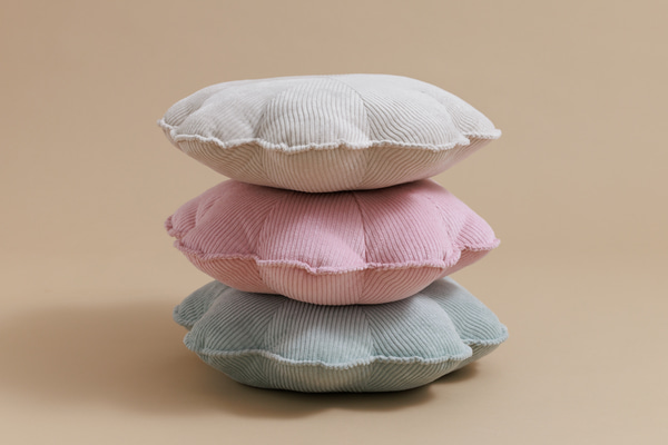 Cord-Blumenkissen Rosa