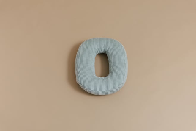 Letter Cushion O - Water Green Corduroy