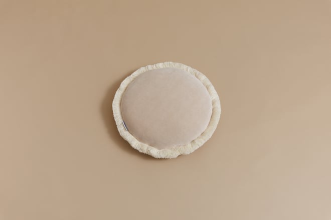 Almofada Redonda de Veludo com Franjas - Beige