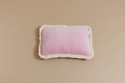 Coussin Rectangulaire en Velours à Franges - Rose Poudré